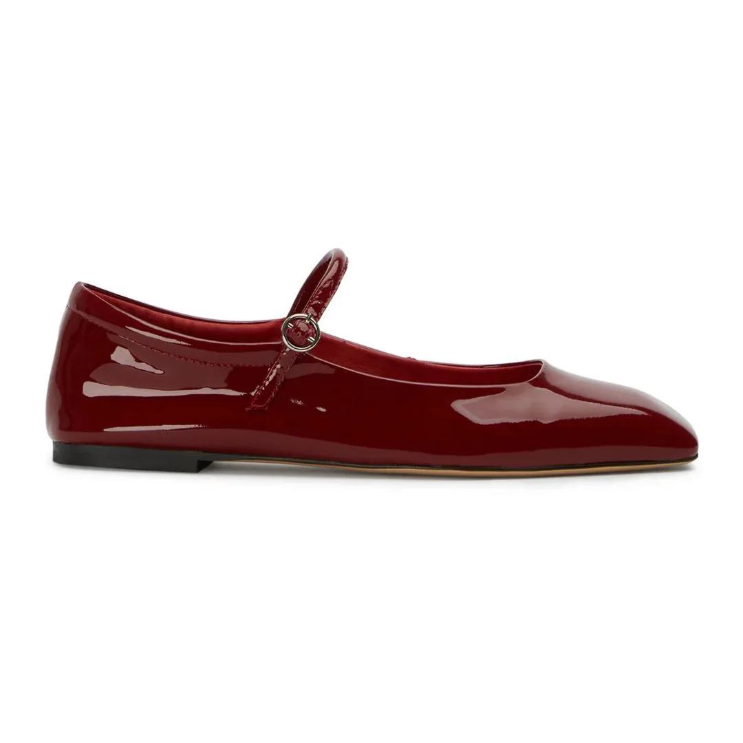 red burgundy mary jane flats